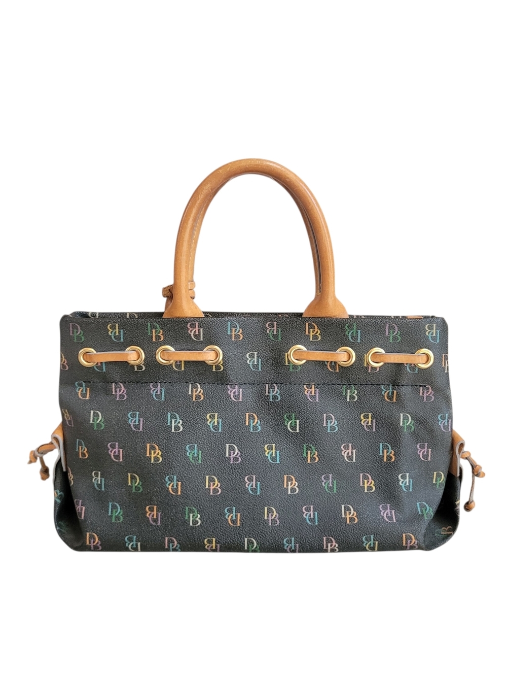 Dooney & Bourke Y2K Rainbow Monogram Satchel Coated Canvas Matching Wristlet - Picture 3 of 14